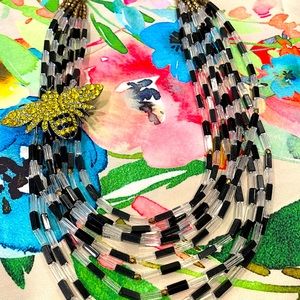 Vintage Sassy Jones boutique Necklace with Crystal yellow Bee Brooch